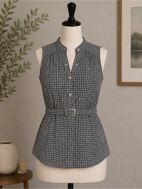 Vintage Express Design Studio Black & white Blouse Size Medium